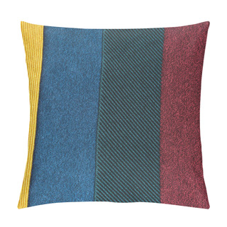 Personality  Full Frame Of Arranged Colorful Woolen Fabrics Background Pillow Covers