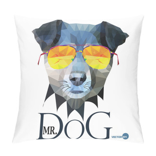 Personality  Dog Hipster Man, Mr. Dog Terrier In Glasses, Fashion Look Animal Illustration Portrait In Polygonal Style, Isolated On White Background. Cartoon And Book Hero, Design For Print On Things Fabrics Pillow Covers