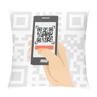 Personality  QR Code Scanning - Hand With Phone Pillow Covers