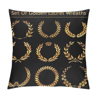 Personality  Set Of Golden Laurel Wreaths Pillow Covers