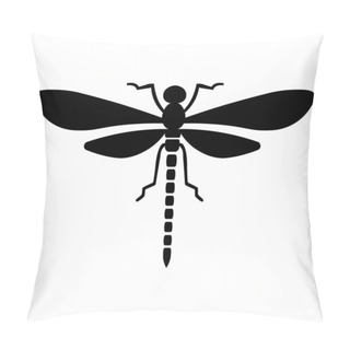 Personality  Black Vector Dragonfly Icon Isolated On White Background Pillow Covers
