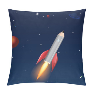 Personality  Pencil Rocket. Vector Illustration. Pillow Covers