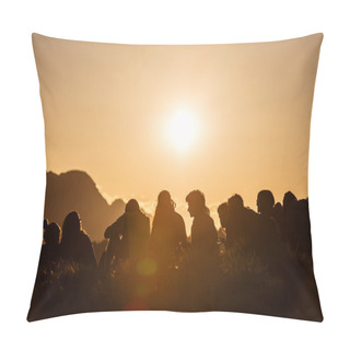 Personality  Group Of Boy Scouts At Sunset In The Mountains Pillow Covers