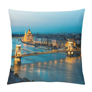 Personality  Panoramic Night View Of Budapest From Gellert Hill. Budapest, Hungary. Pillow Covers