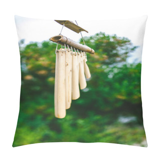 Personality  Wooden Wind Chimes In Japanese Garden Pillow Covers