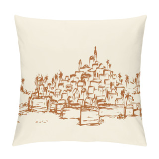 Personality  City In A Desert. Vector Drawing Pillow Covers