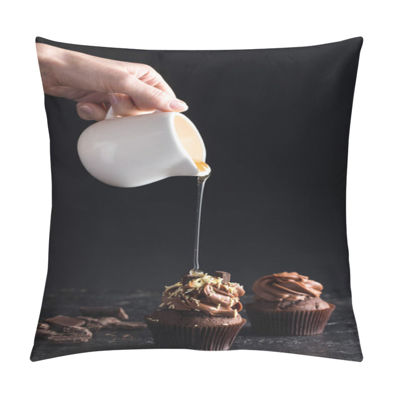 Personality  pouring syrup on cupcake pillow covers