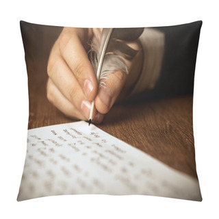 Personality  Writer Writes A Fountain Pen On Paper Work Pillow Covers