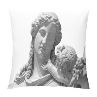 Personality  Marble Head Sculpture Of Young Woman, Ancient Greek Goddess Art Bust Statue Isolated On White Background Pillow Covers