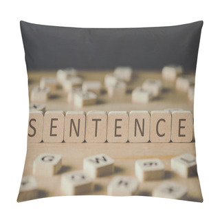 Personality  Selective Focus Of Cubes With Word Sentence Surrounded By Blocks With Letters On Wooden Surface Isolated On Black Pillow Covers