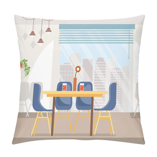 Personality  Modern City Restaurant Interior Flat Vector Pillow Covers