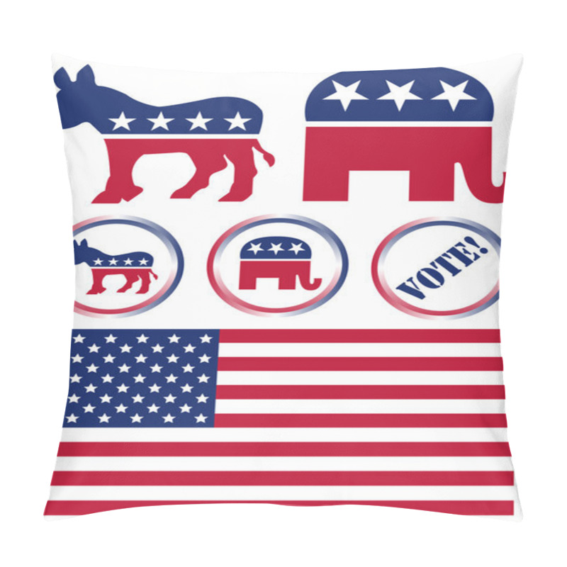 Personality  Set Of United States Political Party Symbols Pillow Covers