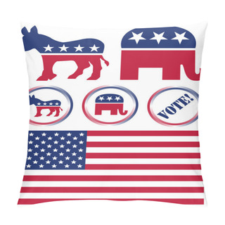 Personality  Set Of United States Political Party Symbols Pillow Covers