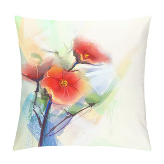 Personality  Abstract Floral Watercolor Paintings.Red Poppy Flowers In Soft Color On Grunge Background Pillow Covers