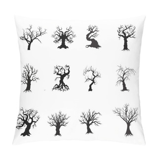 Personality  A Vector Collection Of Spooky Halloween Trees For Artwork Compositions. Pillow Covers