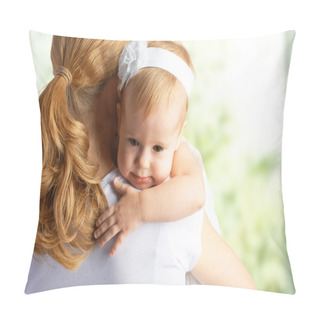 Personality  Mother Hugging And Comforting Her Baby Daughter Pillow Covers