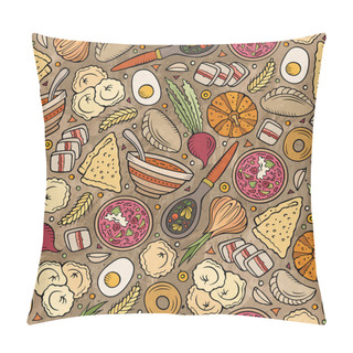 Personality  Cartoon Hand-drawn Russian Food Seamless Pattern Pillow Covers