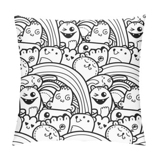 Personality  Funny Doodle Monsters Seamless Pattern For Prints, Designs And Coloring Books Pillow Covers