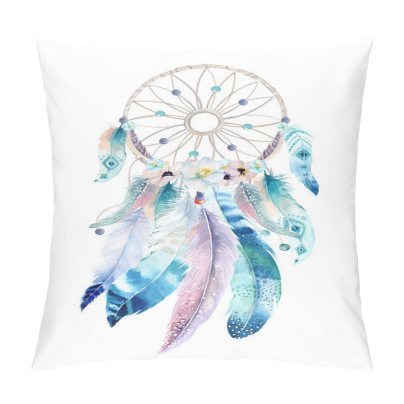 Personality  Isolated Watercolor decoration bohemian dreamcatcher. Boho feath pillow covers