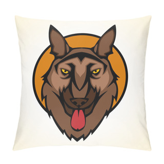 Personality  Vector Illustration Of A Dog Head Snapping Set Inside Circle. Pillow Covers