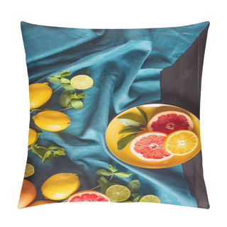 Personality  Citrus Fruits On Plate Pillow Covers