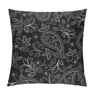 Personality  Seamless Black And White Pattern With Paisley And Flowers. Traditional Ethnic Ornament, Vector Background. Pillow Covers