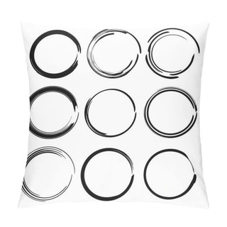 Personality  Set Of Black Round Grunge Frames. Circle Borders. Vector Illustration.  Pillow Covers