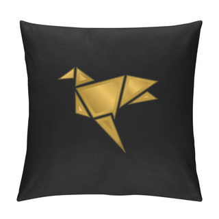 Personality  Bird Gold Plated Metalic Icon Or Logo Vector Pillow Covers