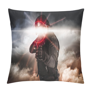 Personality  Soldier Aiming Assault Rifle Laser Sight Pillow Covers