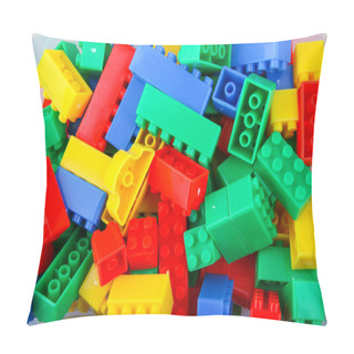 Personality  Photo Of Plastic Building Blocks Toy Background Pillow Covers