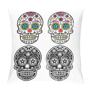 Personality  Mexican Retro Sugar Skull, Dia De Los Muertos Icons Set Pillow Covers