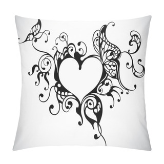 Personality  Vector Heart Frame With Butterfly Pillow Covers