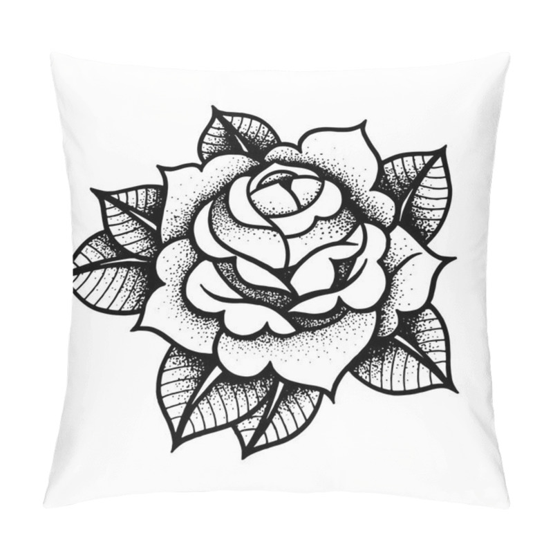 Personality  Tattoo Rose flower. Vector illustration art Isolated vector pillow covers