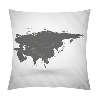 Personality  Eurasia Map On Gray Background, Grunge Texture Vector Illustration Pillow Covers
