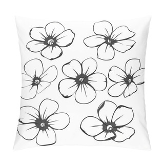 Personality  Beautiful Monochrome Black And White Floral Collection With Leaves And Flowers. Pillow Covers