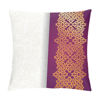 Personality  Card With Gold Ornament In East Style. Pillow Covers