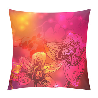 Personality  Rainbow Orchid Flowers, Stars And Bright Background Pillow Covers