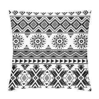 Personality  Aztec Seamless Pattern. Tribal Geometric Black-white Background. Can Be Used In Fabric Design For Making Of Clothes, Accessories; Decorative Paper, Wrapping, Envelope; Web Design, Etc. Vector Illustration. Pillow Covers