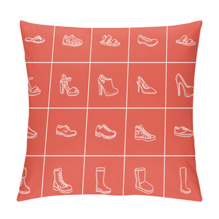Personality  Shoes Sketch Icon Set. Pillow Covers