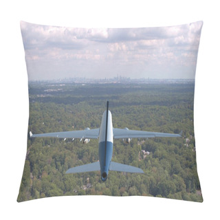 Personality  AERIAL, CLOSE UP: Big Transatlantic Passenger Plane Flies Over The Large Green Forest And Toward Newark Airport. Flying Behind Big Freight Aircraft Carrying Precious Cargo To Distant New York City. Pillow Covers