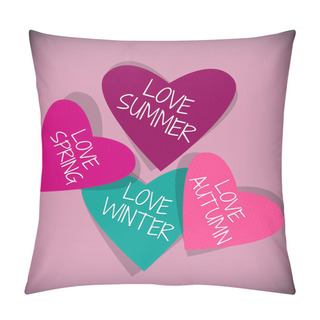 Personality  Hearts With Seasons Banner Vector Illustration   Pillow Covers