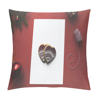 Personality  Christmas Card With Gingerbread Cookies Pillow Covers