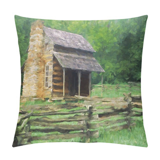 Personality  Fine Art Of The John Oliver Place In Great Smoky Mountains USA Pillow Covers