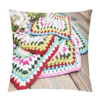 Personality  Multicolored Plaid Squares Of Crocheted Pillow Covers