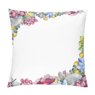 Personality  Watercolor Colorful Tropical Bouquet Flower. Floral Botanical Flower. Frame Border Ornament Square. Aquarelle Wildflower For Background, Texture, Wrapper Pattern, Frame Or Border. Pillow Covers