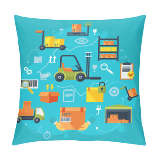 Personality  Warehouse Icons Flat Pillow Covers