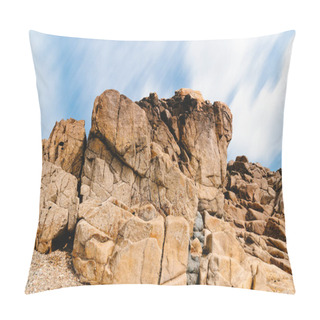 Personality  Rock Formation Against Sky In Sillon De Talbert Area Pillow Covers