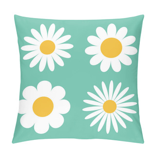 Personality  Camomile Icon Set. Pillow Covers
