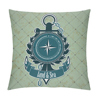 Personality  Vintage Label With A Nautical Theme Pillow Covers