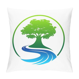 Personality  Olive Tree Logo Designs With Creeks Or Rivers Symbol Pillow Covers